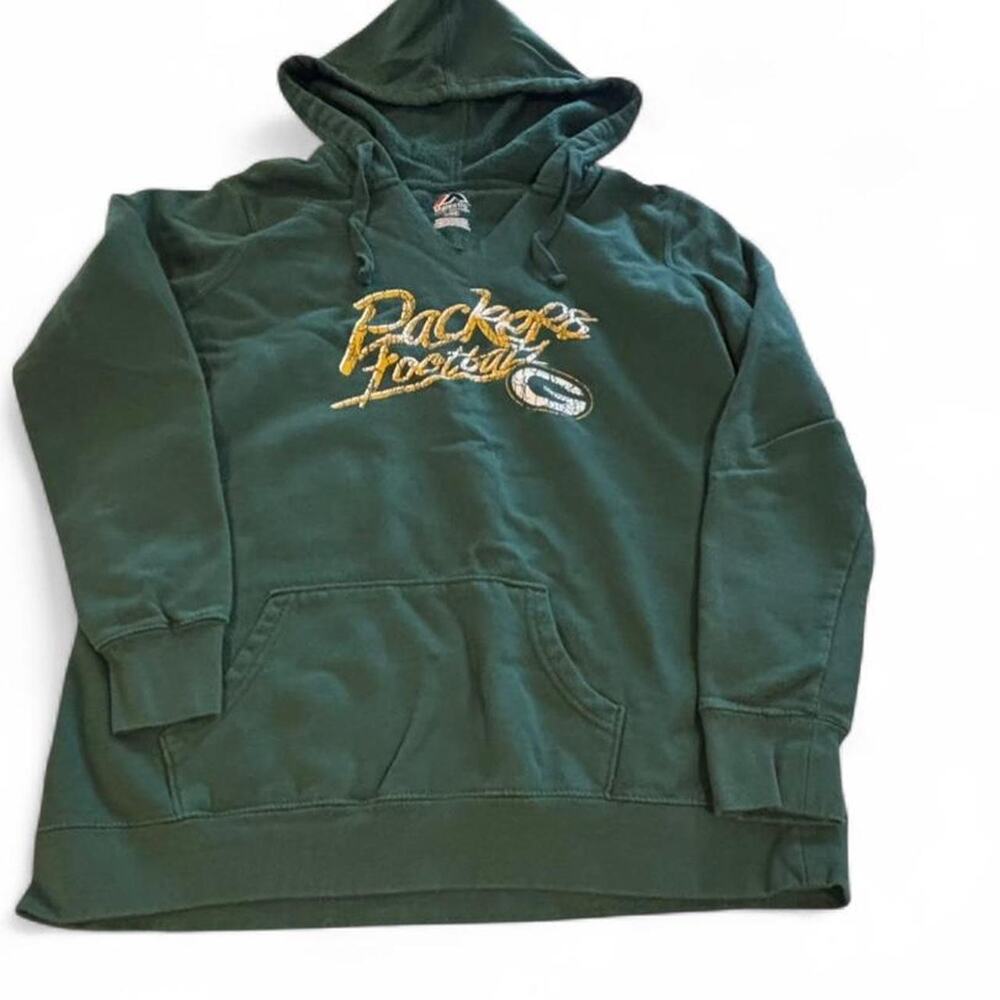 Majestic Green Bay Packers "Football" Pullover Hoodie - L